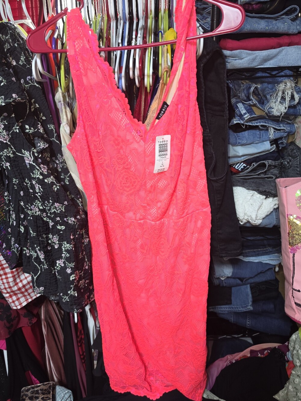 NWT TORRID 1X NEON CORAL BODYCON DRESS.